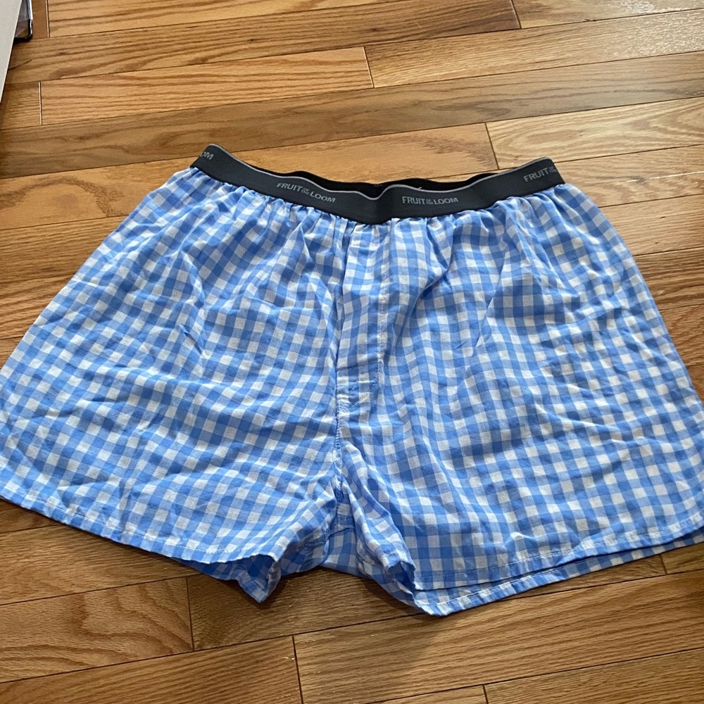 Fruit of the Loom Light Blue and White Gingham Boxer Shorts